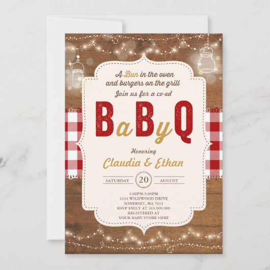 BBQ Baby shower Invitation bébé Q Couples Douche (Devant)