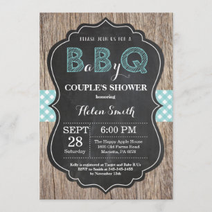 BBQ Baby shower Invitation Bébé Q Jardin Aqua