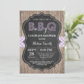 BBQ Baby shower Invitation Bébé Q Jardin Purple (Debout devant)
