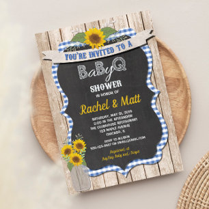 BBQ Baby shower invitation garçon bleu jaune