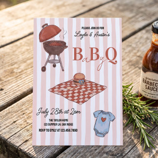 BBQ Baby Shower Koppel Baby Q Uitnodiging