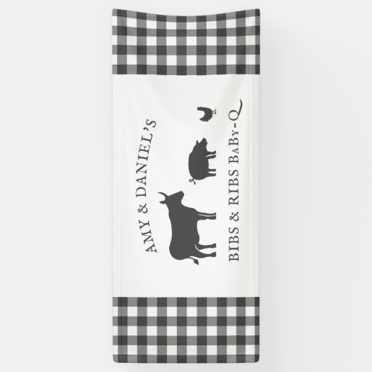 BBQ Baby shower Rustic Grey Pset Spandoek (Verticaal)
