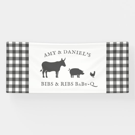 BBQ Baby shower Rustic  Grey Pset Spandoek (Horizontaal)