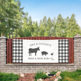BBQ Baby Shower Rustoek Oudroze Grijs Karo Spandoek