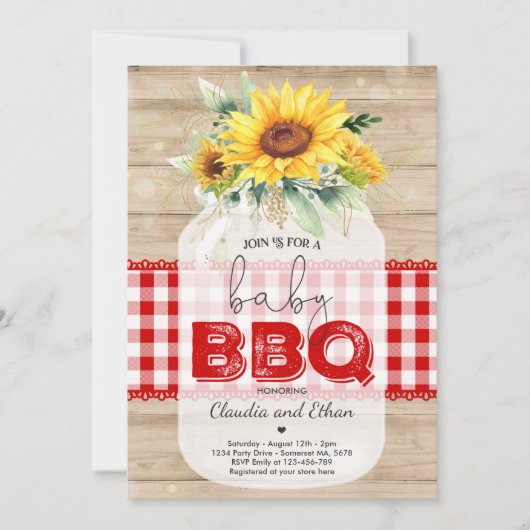 BBQ Baby shower Sunflower Baby Q Couples Shower Kaart (Voorkant)