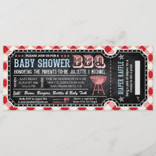 BBQ Baby shower Ticket Diaper Raffle-uitnodigingen Kaart
