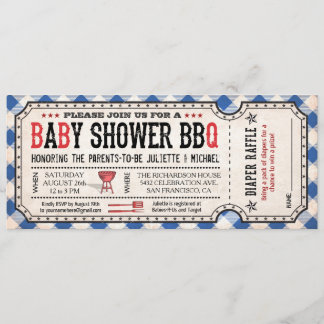 BBQ Baby shower Ticket Diaper Raffle-uitnodigingen Kaart