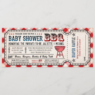 BBQ Baby shower Ticket Luier Raffle Uitnodigingen