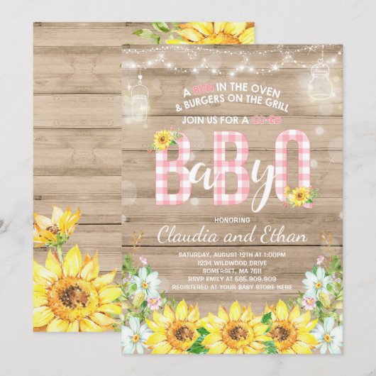 BBQ Baby shower Uitnodiging Baby Q Couples Shower (Voorkant / Achterkant)