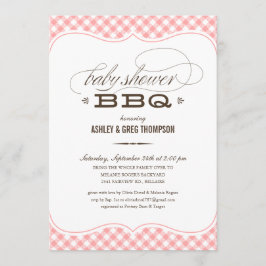 BBQ Baby Shower-uitnodigingen - Roze tafelkleed Kaart