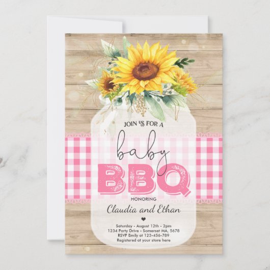 BBQ Baby shower Zonnebloem Baby Q Koppels Douche Kaart (Voorkant)