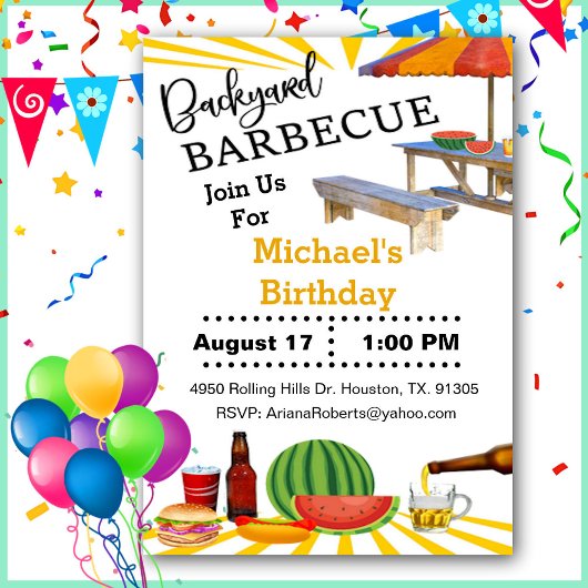 BBQ Backyard Cookout Birthday Kaart