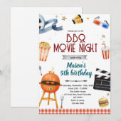 BBQ Backyard Movie Night Invitation (Devant / Derrière)