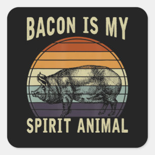 BBQ Bacon Is Mijn Geest Dier BBQ Vierkante Sticker