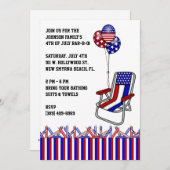 BBQ, Bar-B-Q, Invitation de 4 juillet fête ! (Devant / Derrière)