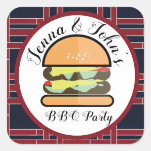 BBQ Barbecue Baby Q Verjaardag Baby Shower Vierkante Sticker