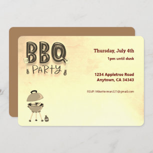 BBQ Barbecue Party Personnalisable Invitation d'ét