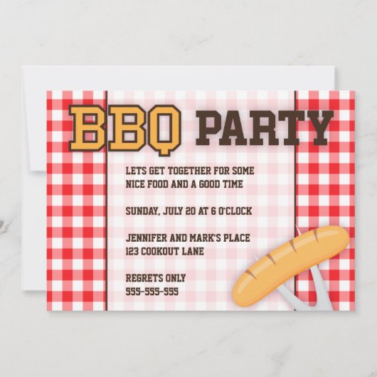 BBQ barbecue party-uitnodiging met worst Kaart (Voorkant)