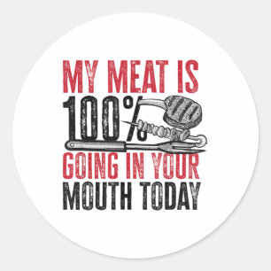 BBQ Barbeque - Mijn vlees gaat 100% in je mond Ronde Sticker