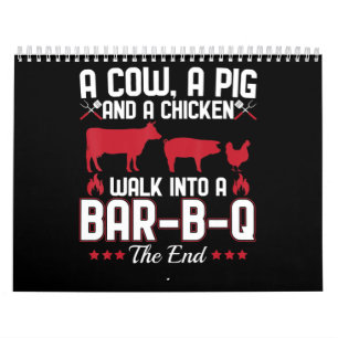 BBQ BBQ Dad Joke a Koe a Varken and a Chicken Kalender