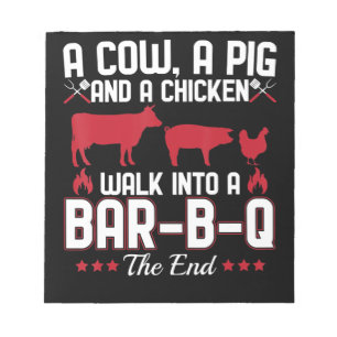 BBQ BBQ Dad Joke a Koe a Varken and a Chicken Notitieblok