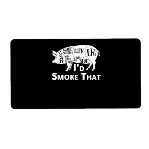 BBQ   BBQ Grill Pig Pork ID Rook dat Man geeft Etiket
