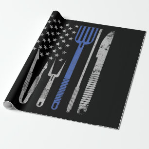 BBQ BBQ Grill Pork with USA Flag Cooking Chef Cadeaupapier