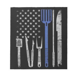 BBQ BBQ Grill Pork with USA Flag Cooking Chef Notitieblok