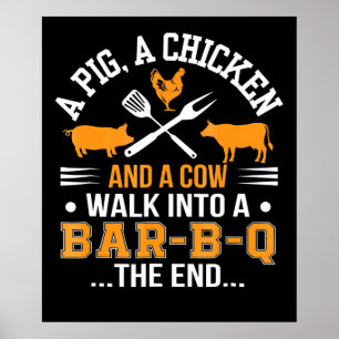 BBQ   BBQ Lover Pig Chicken Koe Walk in bar BBQ Poster