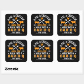 BBQ | BBQ Lover Pig Chicken Koe Walk in bar BBQ Vierkante Sticker (Vel)