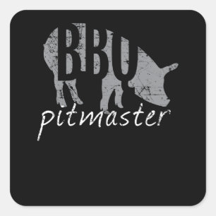 BBQ   BBQ Pitmaster Pig Grilling Grill Fars Day Vierkante Sticker