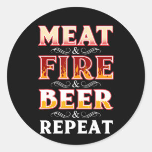 BBQ BBQ Rooking Vuurbeerder van BBQ Grill Herhal Ronde Sticker