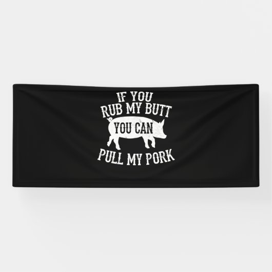 BBQ | BBQ Rub My Butt Pull My Pork Smoker Grilling Spandoek (Horizontaal)