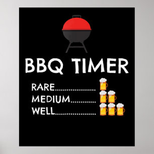BBQ  BBQ Timer Barbecue Funny Grilling Gift Poster