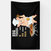 BBQ | BBQ Timer Pig Grill Barbecue Beer Lover Mann Spandoek (Verticaal)
