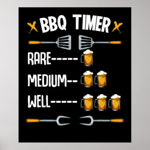 BBQ BBQ-timer Rare Medium Well Bier drinker Poster