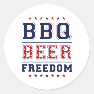 Bbq Beer Freedom 1 Ronde Sticker