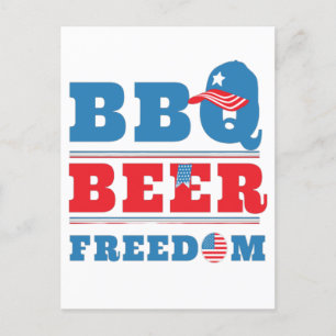 BBQ BEER FREEDOM - 4TH JULY USA BRIEFKAART