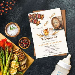 BBQ & Beer Luiers Casual Koppels Baby shower Kaart