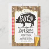 BBQ & Beer Rustic String Lights Birthday Party Kaart (Voorkant)