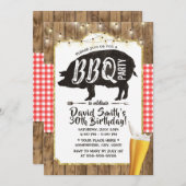 BBQ & Beer Rustic String Lights Birthday Party Kaart (Voorkant / Achterkant)
