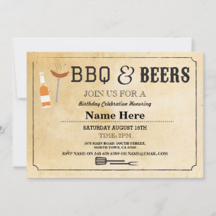BBQ & BEERS Birthday Party Any Age Beer nodigt uit Kaart