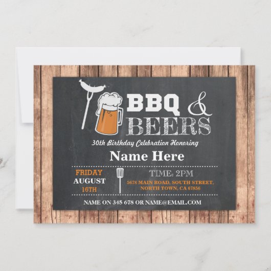 BBQ & BEERS Invitation à Chalk Wood (Devant)