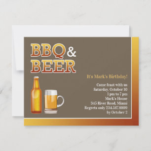 BBQ & Bier Verjaardag Flat Uitnodiging
