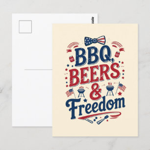 BBQ, Bieren & Vrijheid – Retro 4 juli-sfeer Briefkaart