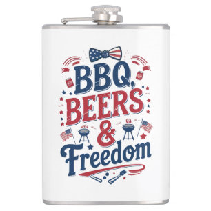 BBQ, Bieren & Vrijheid – Retro 4 juli-sfeer Heupfles