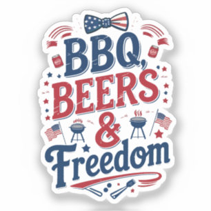 BBQ, Biertjes & Vrijheid – Retro 4 juli-sfeer Sticker
