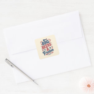 BBQ, Biertjes & Vrijheid – Retro 4 juli-sfeer Vierkante Sticker