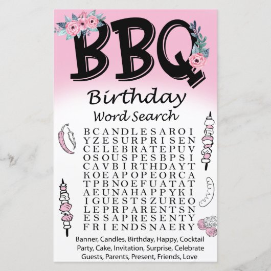 BBQ Birthday word search game (Voorkant)