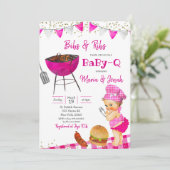 BBQ blonde rose Co-ed Baby shower Invitation (Debout devant)